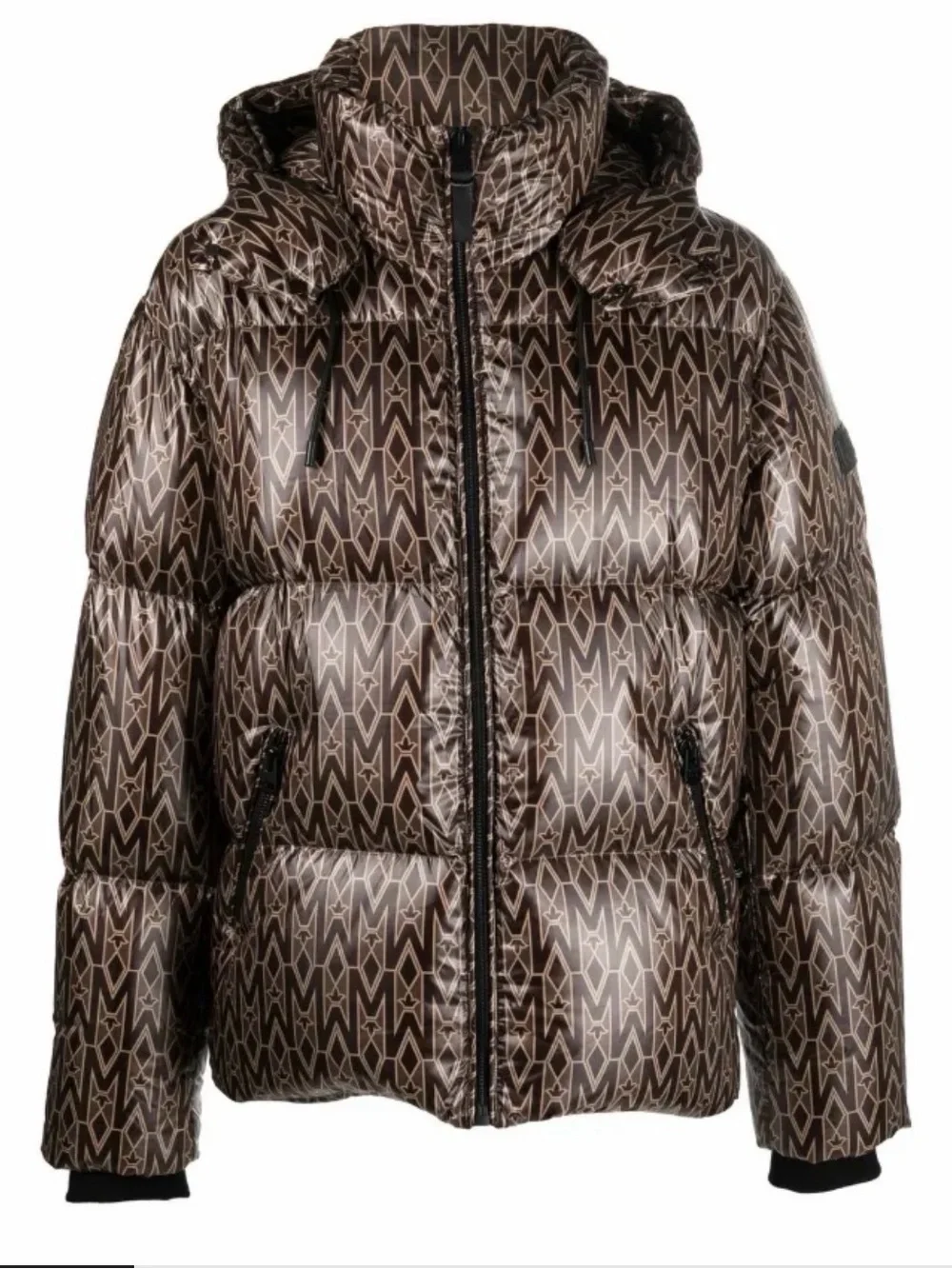 100% Authentic Mackage Brown Monogram Puffer Jacket with Hood